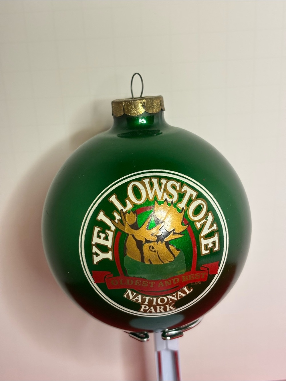 “Yellowstone National Park” Green Christmas Ornament.